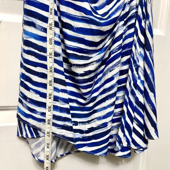 New A.L.C. Rue Stripe Ruched Silk Blend Dress in White Blue Size 14 - Picture 9 of 13